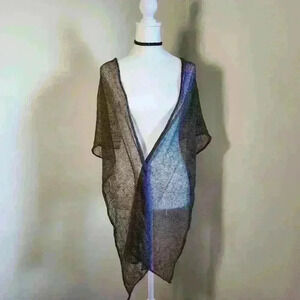 NWT J Jill 100% Linen Micro Knit Scarf Charcoal Gray OS